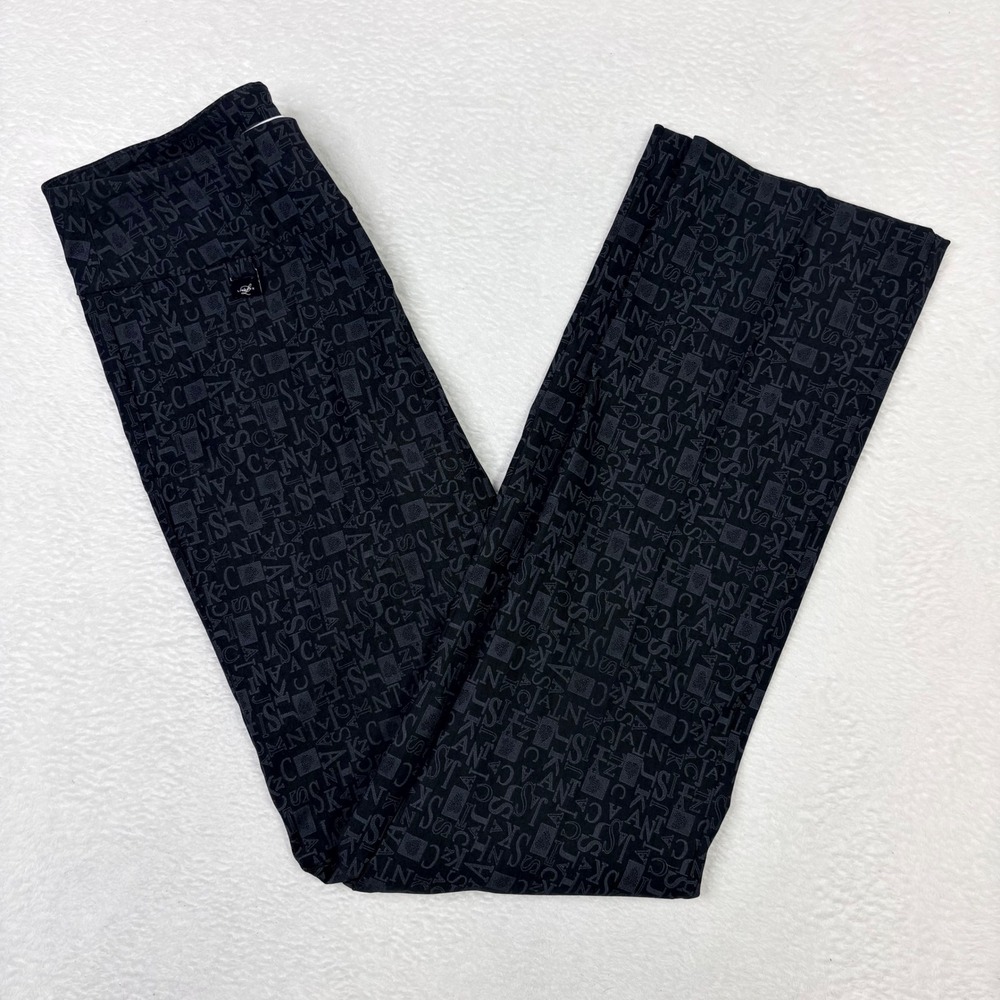 Lisette L Montreal 1852 Jacquard Logo Pattern Slim‎ Pull On Pants Womens 6 Black